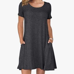 KORSIS WOMENS. ASUAL T-shirt dress, short sleeve, swing dress w/ pockets (L)
